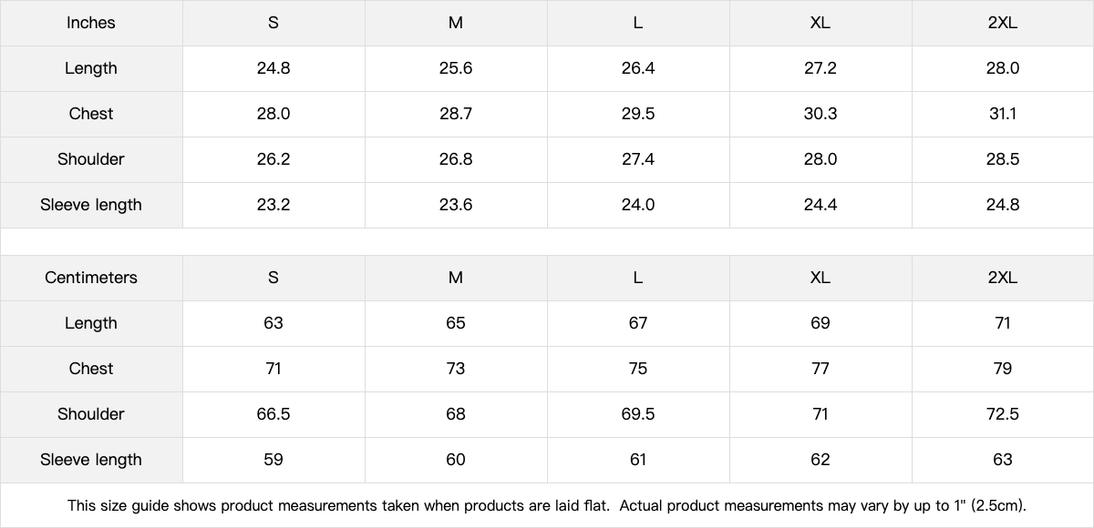Starlit Stray Hoodie size chart